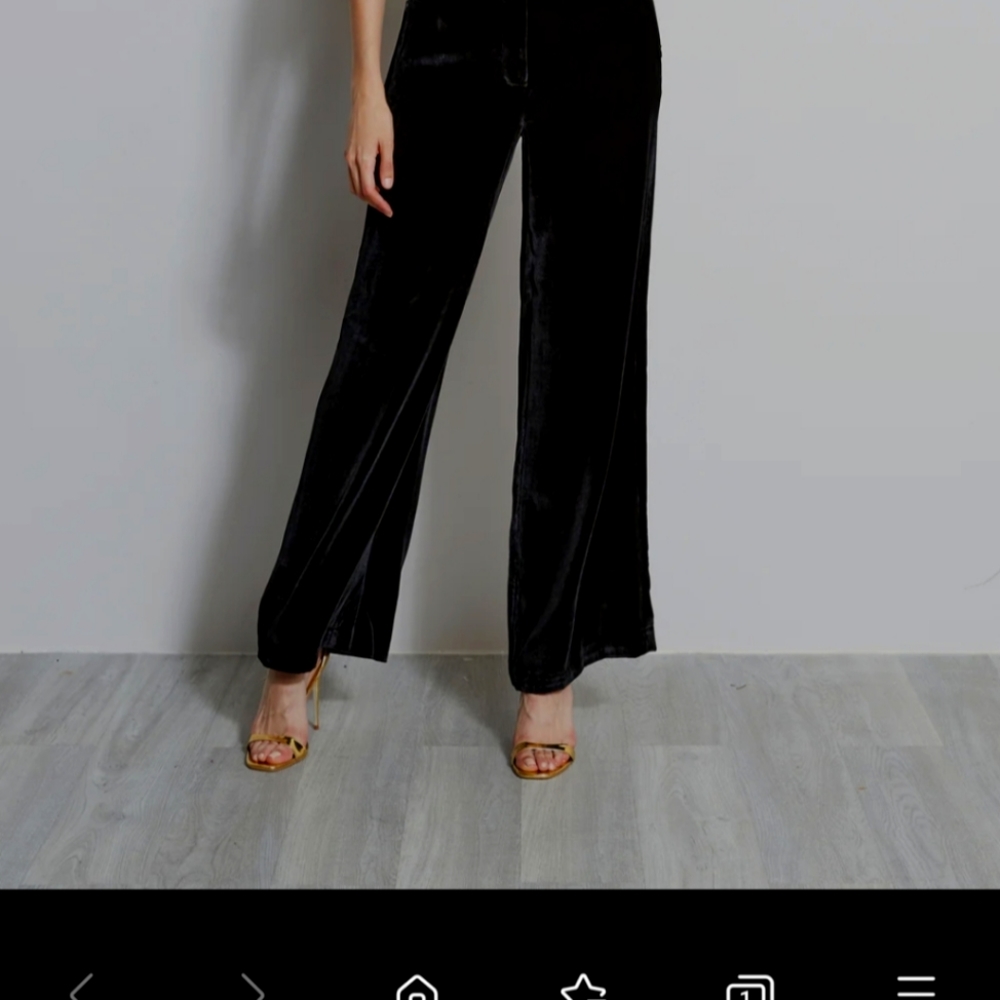Wide legs velvet elastic black dress pants will fit XLG